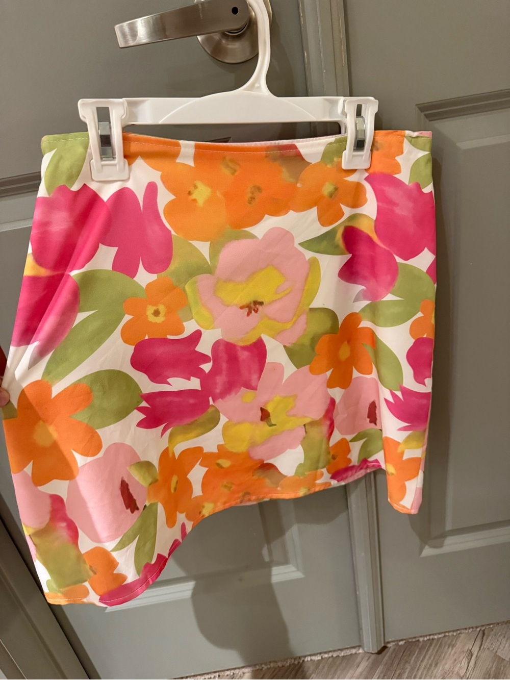 Floral Mini Skirt in Pink and Orange